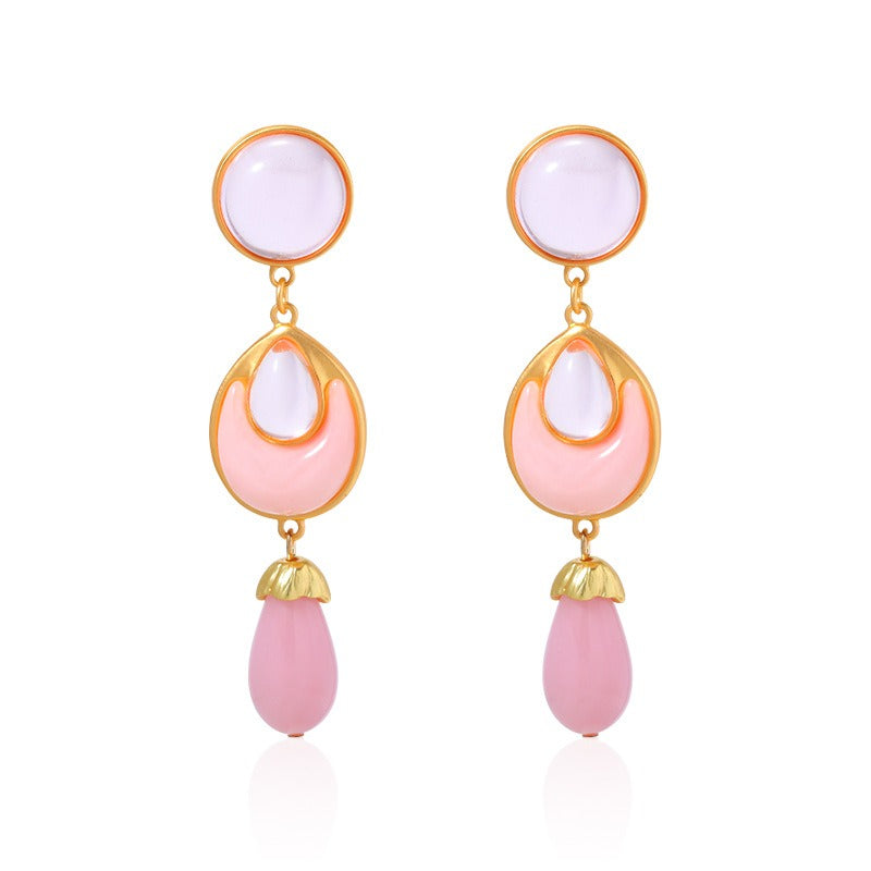 Crystal earrings fashionable alloy drop-shaped earrings